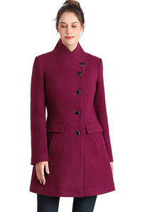 BGSD Women Sue Wool Stand Collar Walker Coat