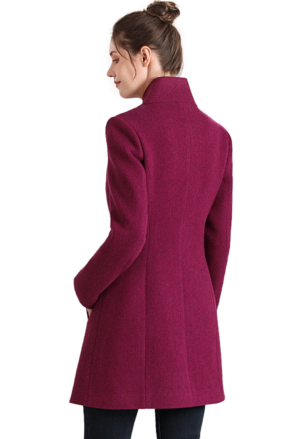 BGSD Women Sue Wool Stand Collar Walker Coat