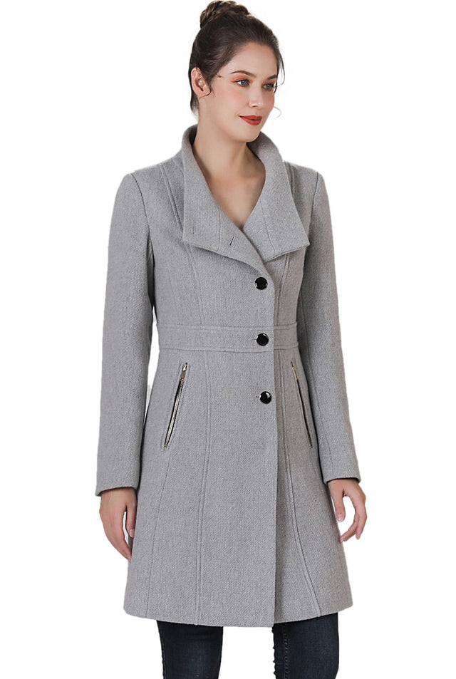 BGSD Women Kya Asymmetrical Button Front Walker Coat