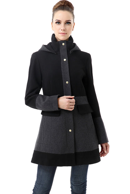 BGSD Women Marwa Color Block Hooded Wool Coat – Luxury Lane
