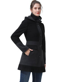 BGSD Women Gia Color Block Hooded Wool Coat