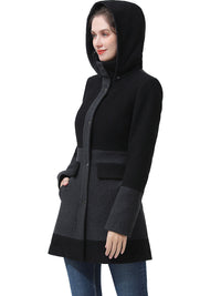 BGSD Women Gia Color Block Hooded Wool Coat