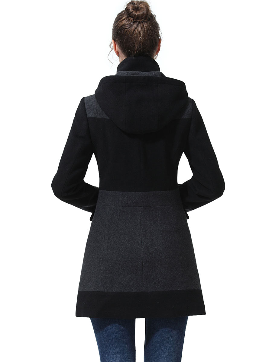 BGSD Women Gia Color Block Hooded Wool Coat