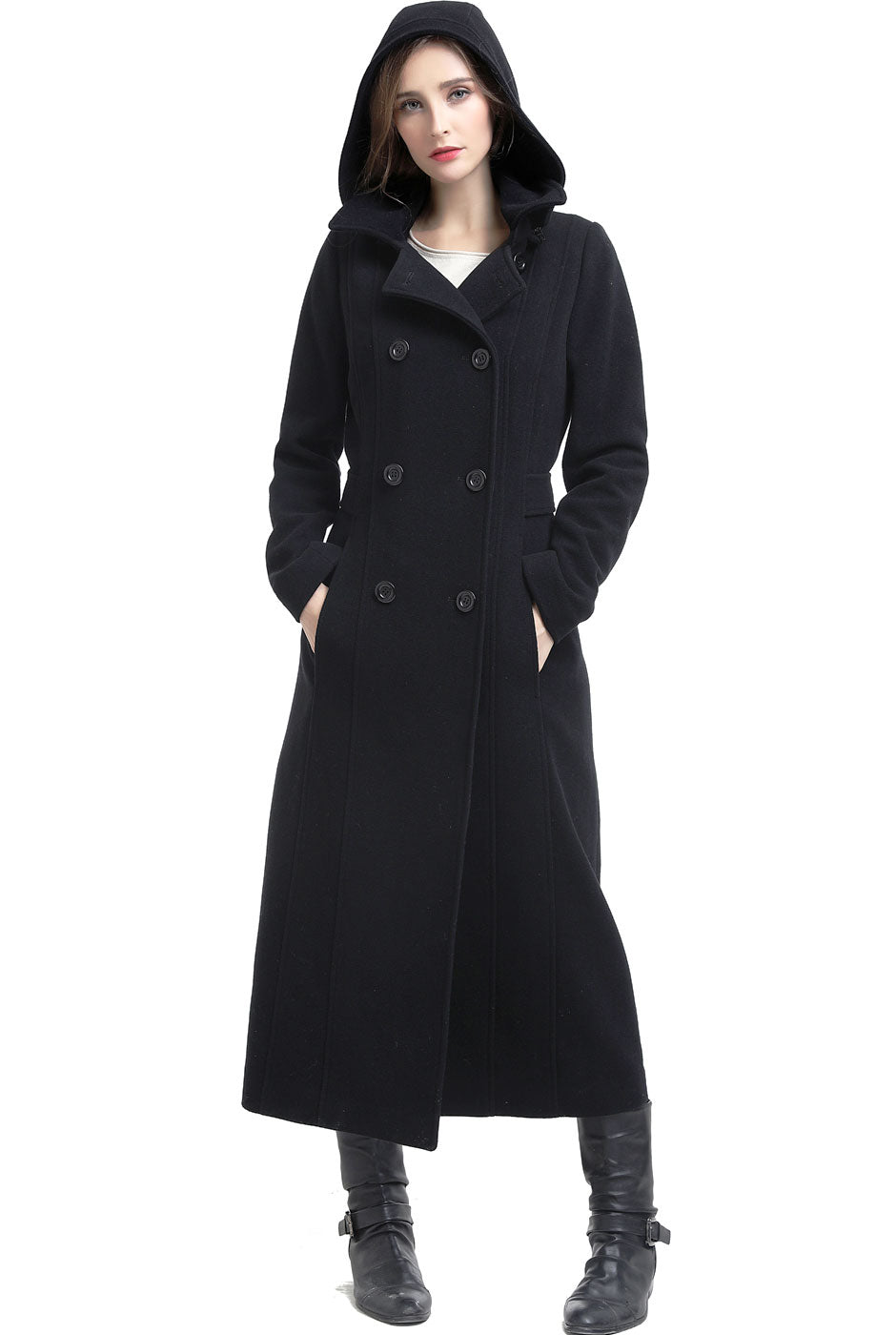 BGSD Women Mariel Wool Hooded Long Coat