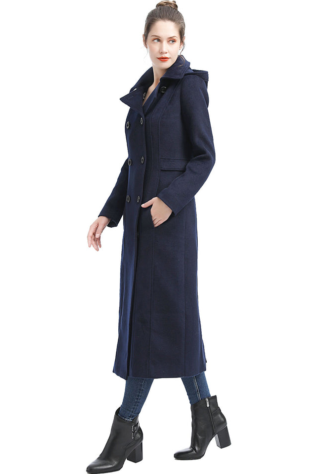 BGSD Women Lea Hooded Full Length Long Wool Coat