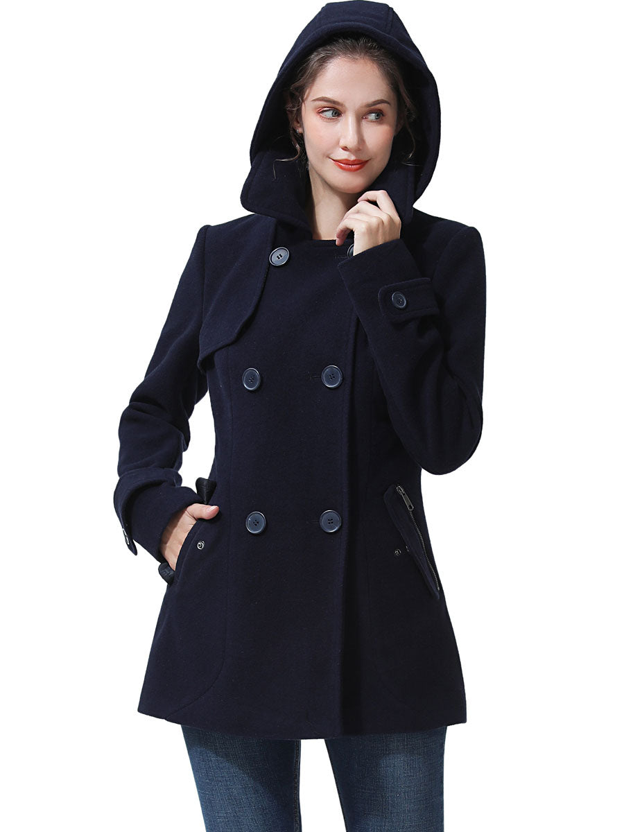 BGSD Women Luz Hooded Wool Pea Coat