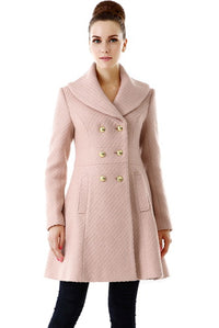 BGSD Women Wool Shawl Collar Walking Coat