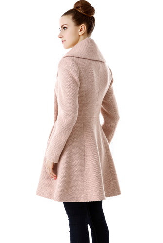 BGSD Women Wool Shawl Collar Walking Coat