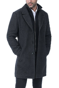 BGSD Men Leon Herringbone Wool Blend Coat with Removable Bib