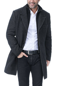 BGSD Men Leon Herringbone Wool Blend Coat with Removable Bib