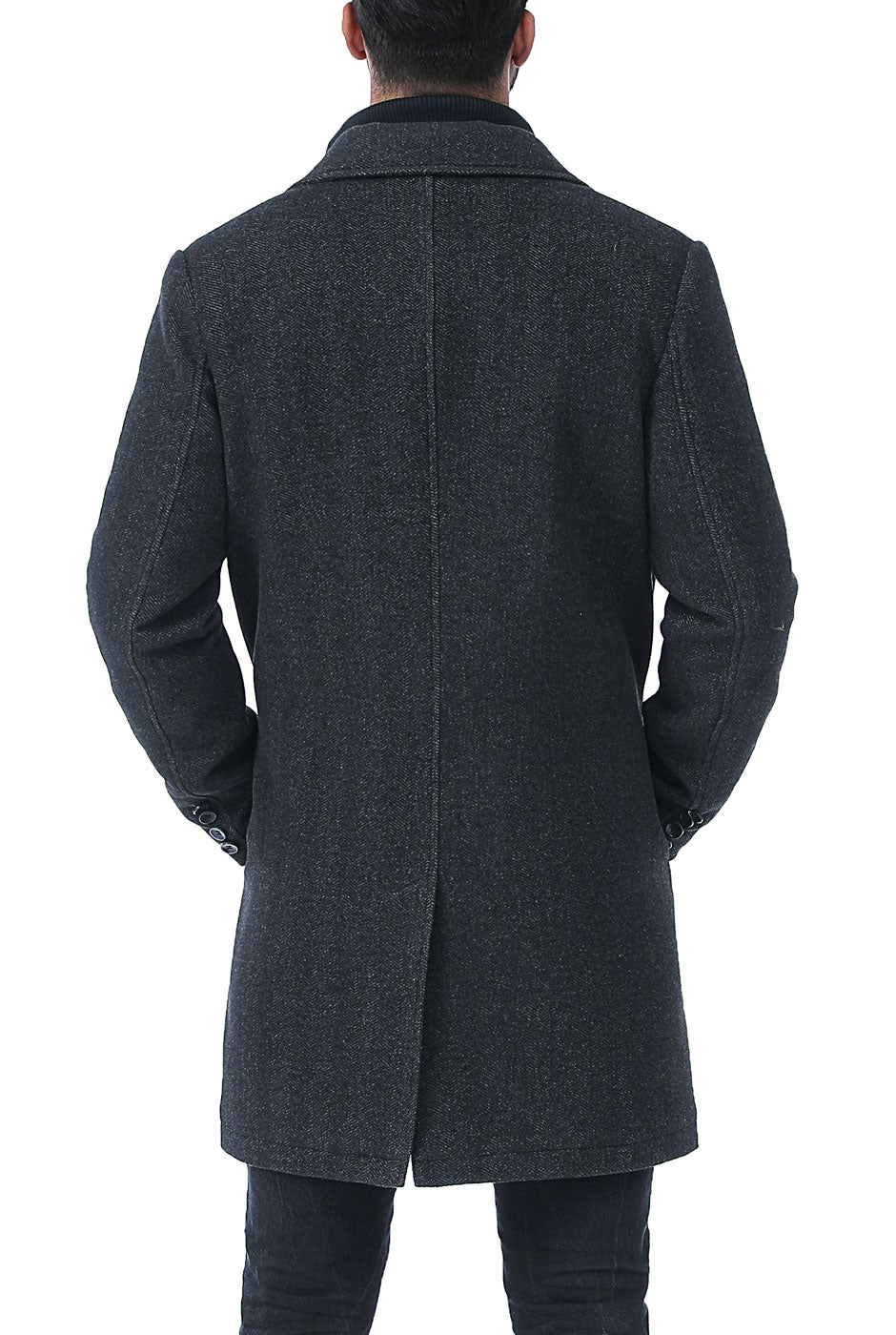 BGSD Men Leon Herringbone Wool Blend Coat with Removable Bib