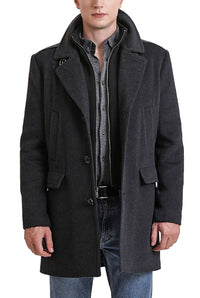 Landing Leathers Men Karl Cashmere Wool Blend Coat with Removable Bib