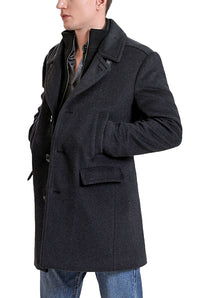 Landing Leathers Men Karl Cashmere Wool Blend Coat with Removable Bib