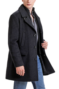 Landing Leathers Men Karl Cashmere Wool Blend Coat with Removable Bib