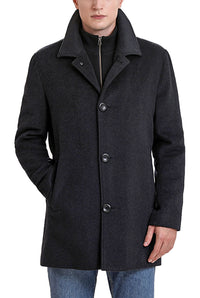 Landing Leathers Men Paul Cashmere Wool Blend Car Coat with Removable Bib