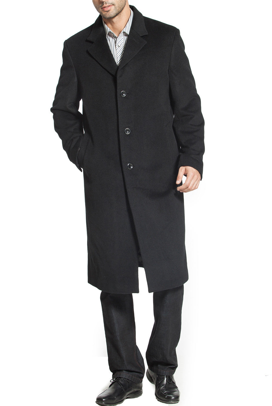 Long black wool hot sale coat mens