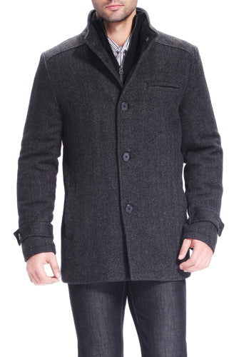 BGSD Men Samuel Herringbone Wool Blend Bibbed Car Coat