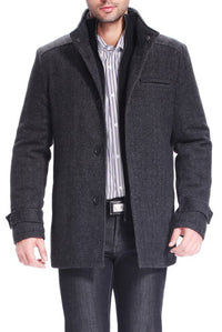 BGSD Men Samuel Herringbone Wool Blend Bibbed Car Coat