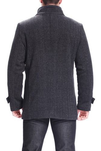 BGSD Men Samuel Herringbone Wool Blend Bibbed Car Coat