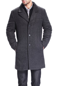 BGSD Men Derek Herringbone Wool Blend Bibbed Walking Coat