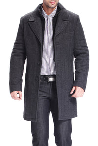 BGSD Men Derek Herringbone Wool Blend Bibbed Walking Coat