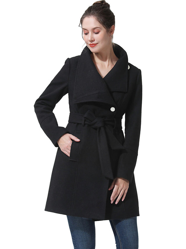 BGSD Women Bel Hooded Wool Trench Coat