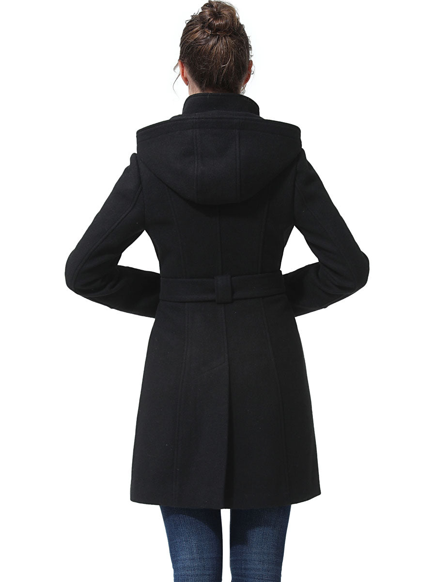 BGSD Women Bel Hooded Wool Trench Coat