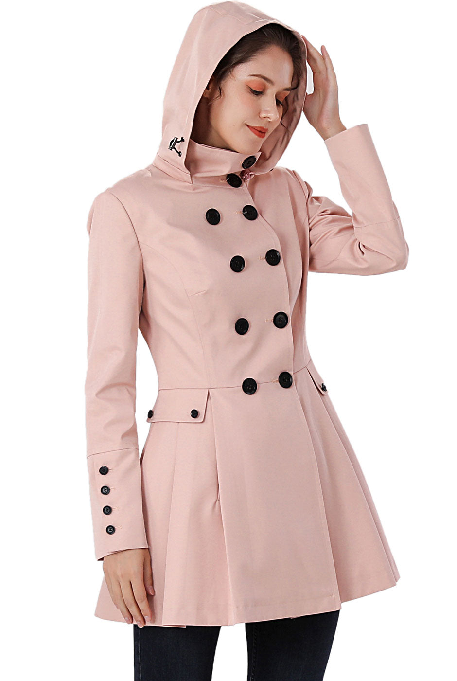 BGSD Women Nicole Waterproof Hooded Fit & Flare Trench Coat