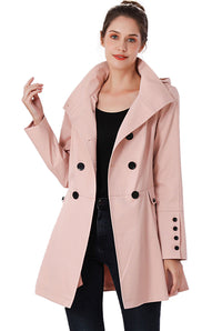 BGSD Women Nicole Waterproof Hooded Fit & Flare Trench Coat