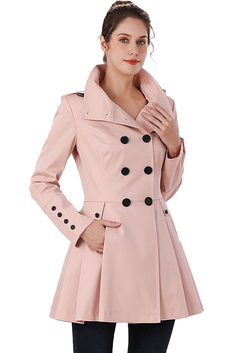 BGSD Women Nicole Waterproof Hooded Fit & Flare Trench Coat