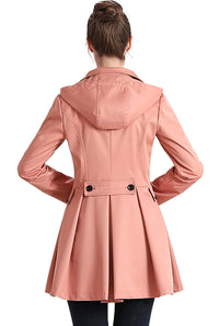 BGSD Women Nicole Waterproof Hooded Fit & Flare Trench Coat