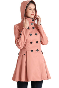 BGSD Women Nicole Waterproof Hooded Fit & Flare Trench Coat