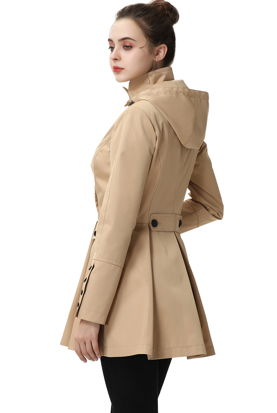 BGSD Women Nicole Waterproof Hooded Fit & Flare Trench Coat