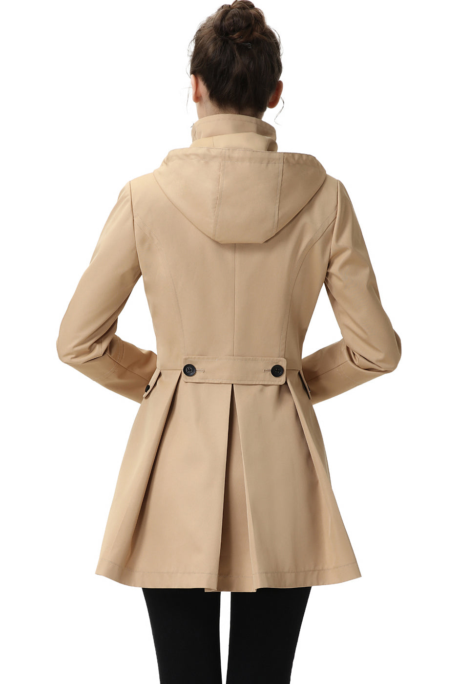 BGSD Women Nicole Waterproof Hooded Fit & Flare Trench Coat