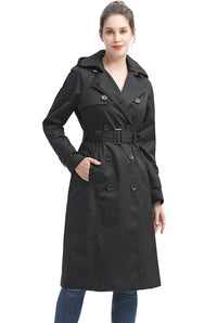 BGSD Women 3/4 Length Waterproof Hooded Trench Coat