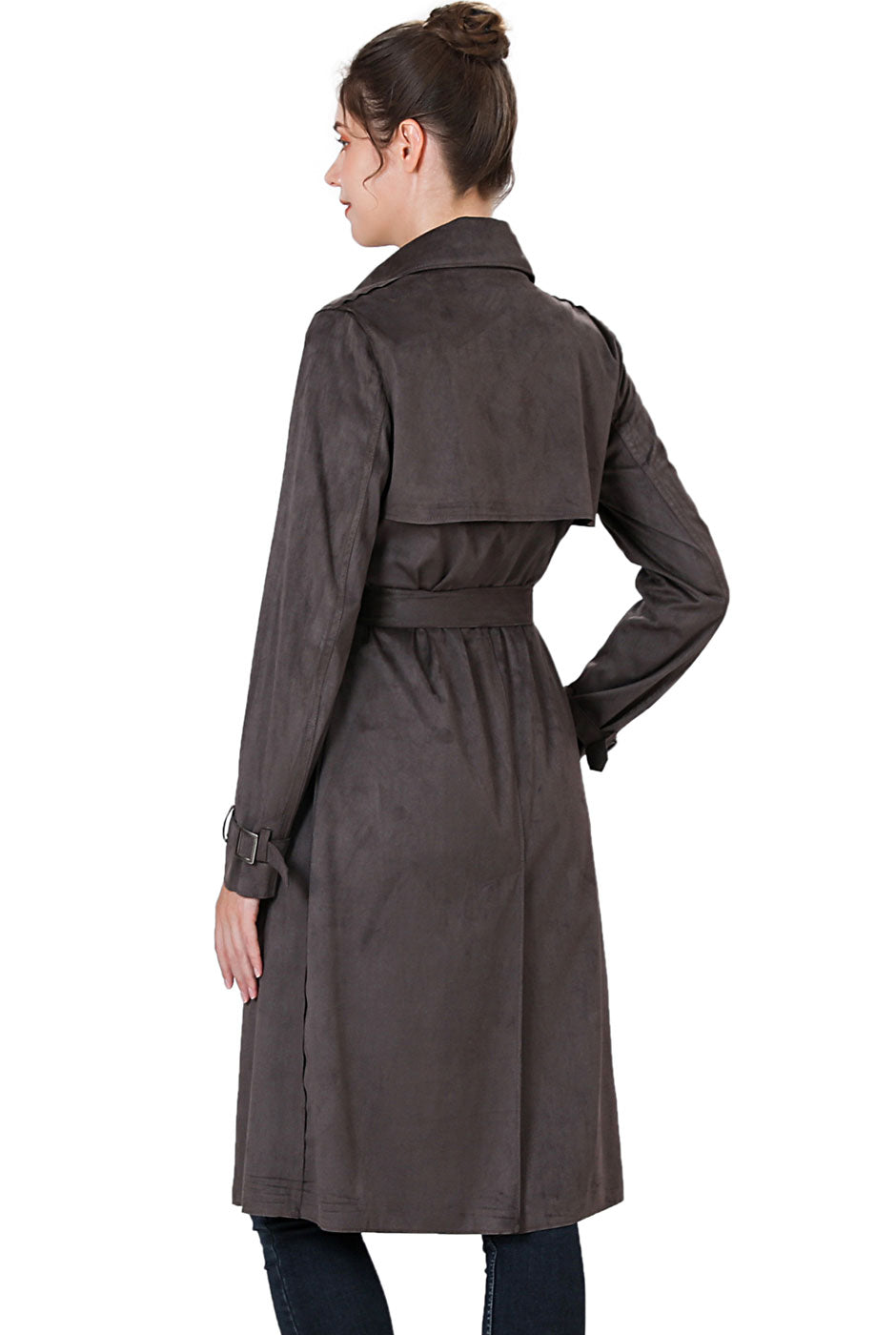 BGSD Women Charlotte Long Suede Trench Coat