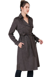 BGSD Women Charlotte Long Suede Trench Coat