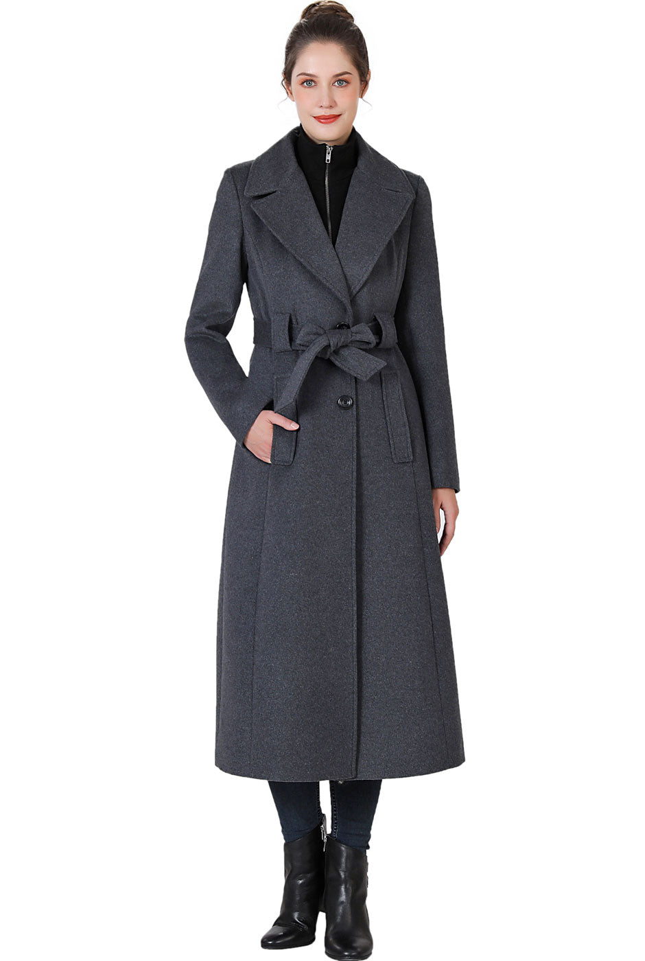 BGSD Women May Belted Wrap Wool Trench Coat