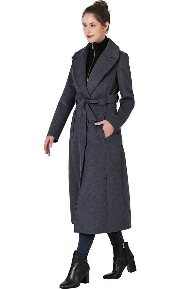 BGSD Women May Belted Wrap Wool Trench Coat