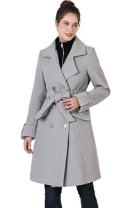 BGSD Women Nia Wool Belted Walker Coat with Removable Bib