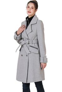 BGSD Women Nia Wool Belted Walker Coat with Removable Bib