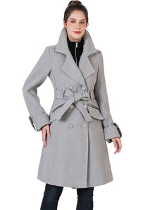 BGSD Women Nia Wool Belted Walker Coat with Removable Bib