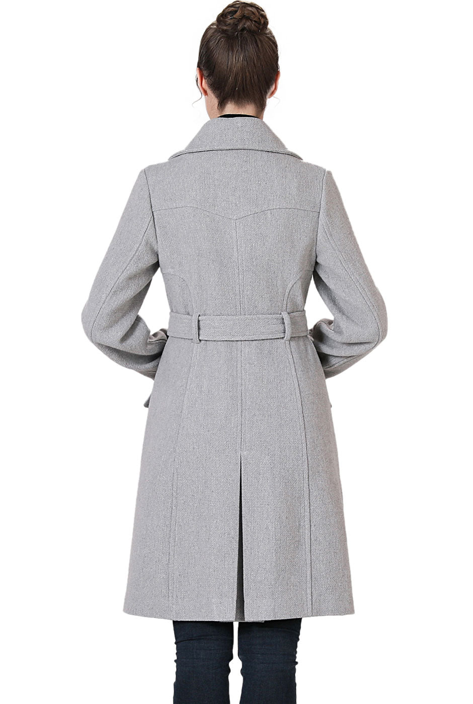 BGSD Women Nia Wool Belted Walker Coat with Removable Bib