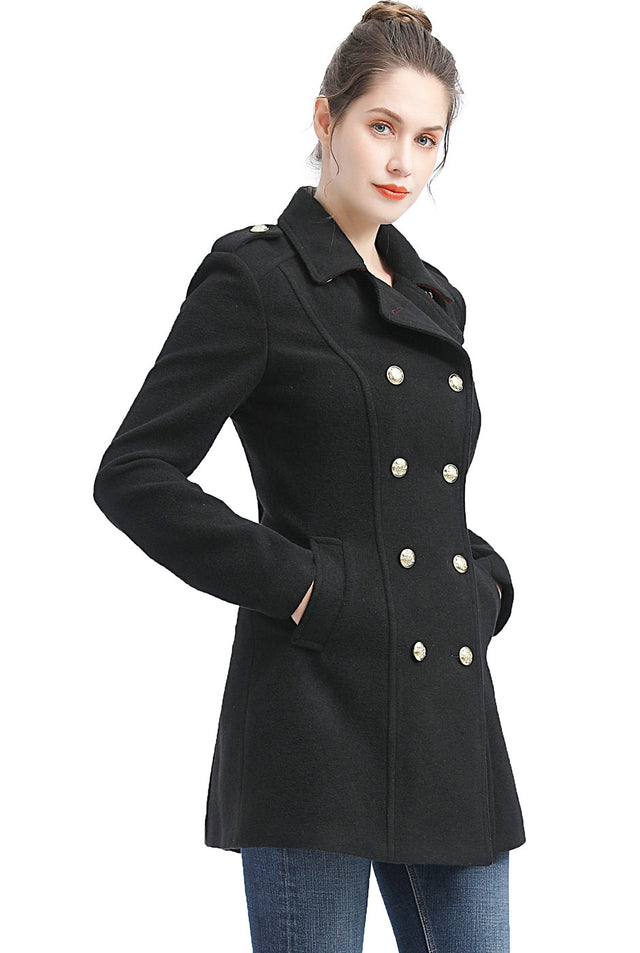 BGSD Women Victoria Wool Fitted Military Melton Coat