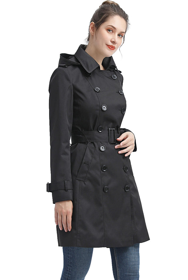 BGSD Women Alexa Waterproof Classic Hooded Trench Coat