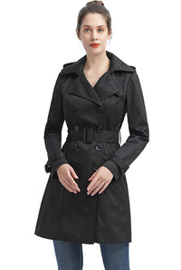 BGSD Women Alexa Waterproof Classic Hooded Trench Coat