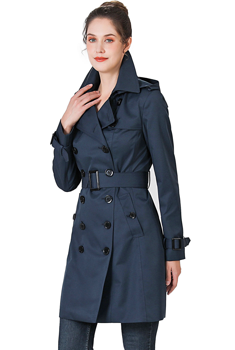 BGSD Women Alexa Waterproof Classic Hooded Trench Coat