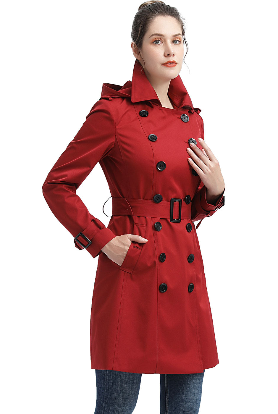 Hooded trench coat hot sale womens