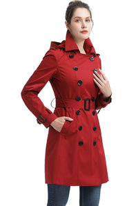 BGSD Women Alexa Waterproof Classic Hooded Trench Coat