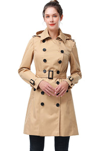 BGSD Women Alexa Waterproof Classic Hooded Trench Coat